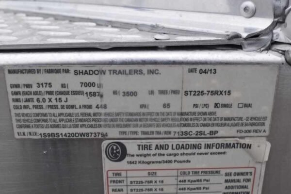 2013 Shadow 2HSL 2 Horse Trailer - Image 7